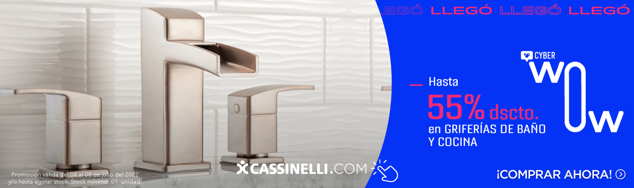 Hasta 55% Dscto en griferías de baño y cocina en Cassinelli.com