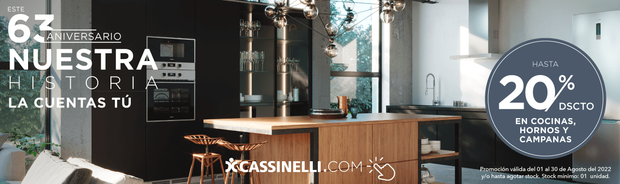 Hasta 20% Dscto en cocinas, hornos y campanas en Cassinelli.com